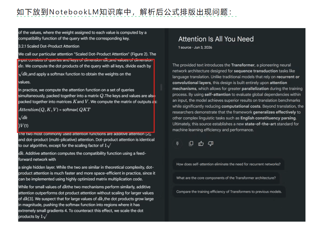 NotebookLM 知识库中公式排版异常示例